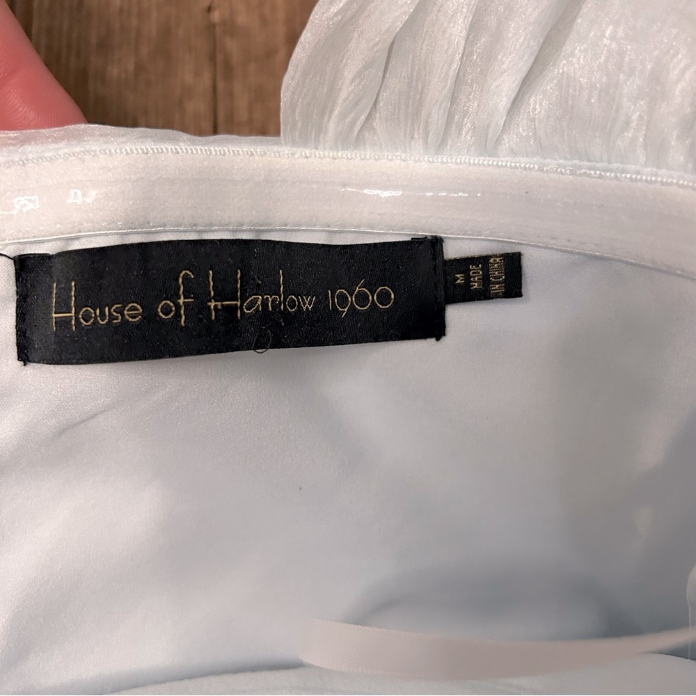 House Of Harlow 1960 NWT Off Shoulder Sheer Sleeve Burna Mini Dress - Picture 5 of 13
